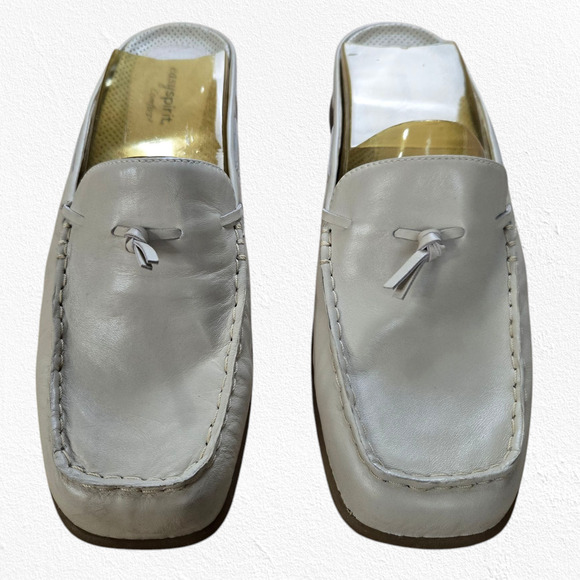 Y2K Easy Spirit Natural Beige Slip On Square Toe Classic Mule Loafer Size 9.5 - Picture 2 of 10